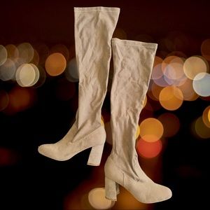 Faux suede knee-high boots